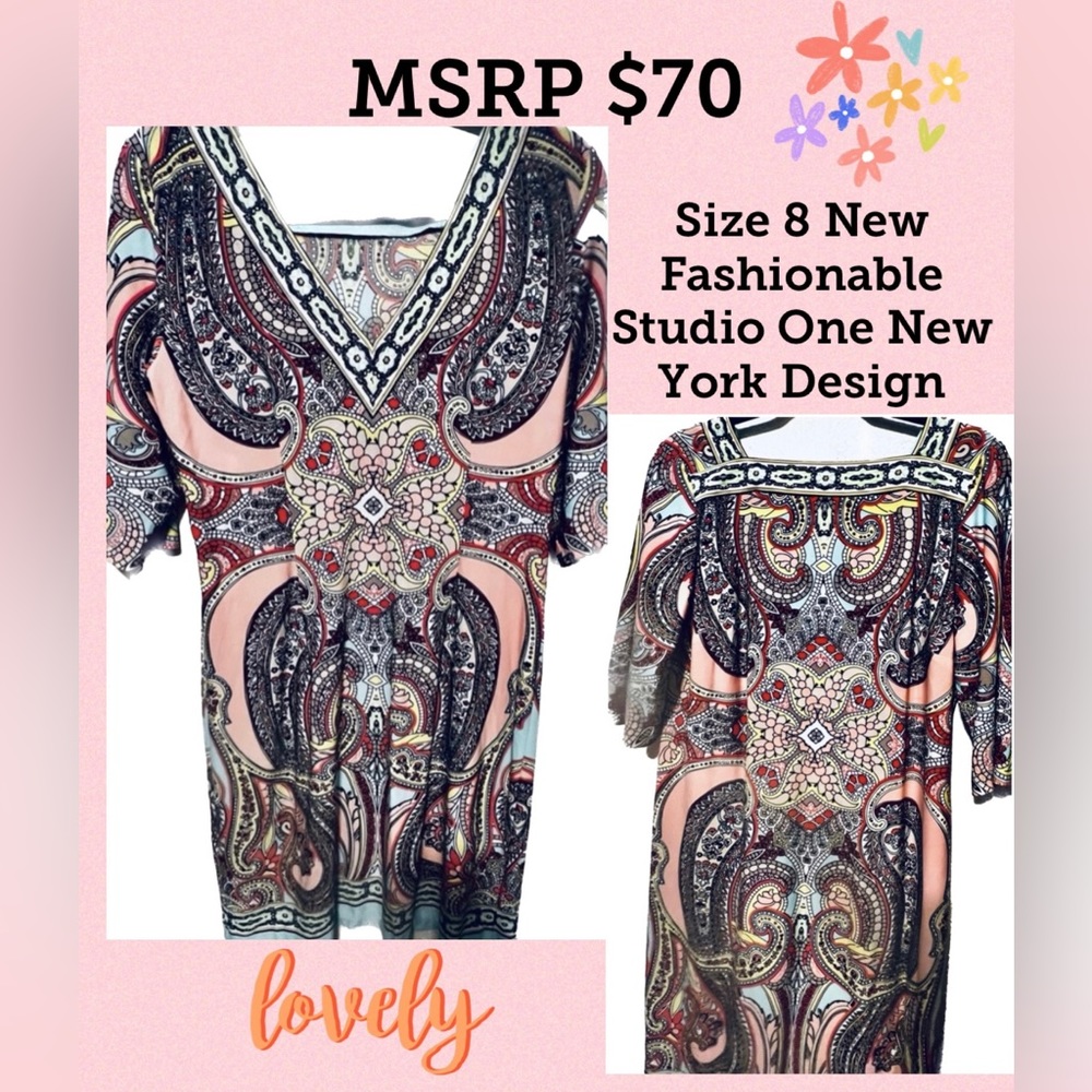 Studieo One New York New Dress Retail value $70 New Lovely Bohemian Design Sz 10